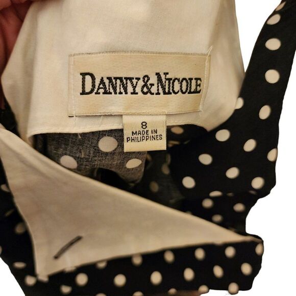 Vintage 90s A Line Dress Womens Size 8 Black White Polka Dot Sleeveless - Picture 6 of 6